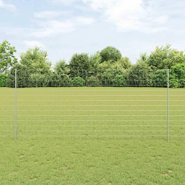 vidaXL Stängsel med stolpe Silver
