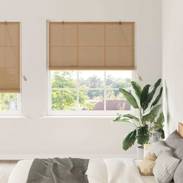 vidaXL Rullgardin med gardiner Brun 150 x 220 cm Bambu