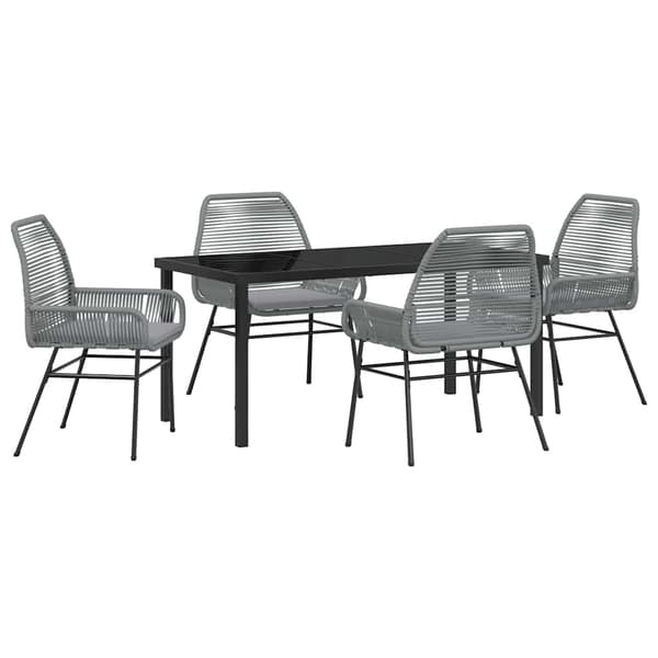 vidaXL Trädgårdsmöbelset med kudde 5 pcs Grå konstrotting
