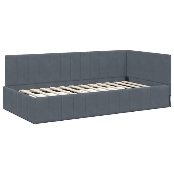 vidaXL Hörnram Mörkgrå 100 x 200 cm Sammet