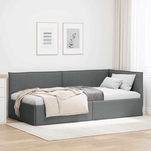 vidaXL Hörnssängram Mörkgrå 100 x 200 cm tyg