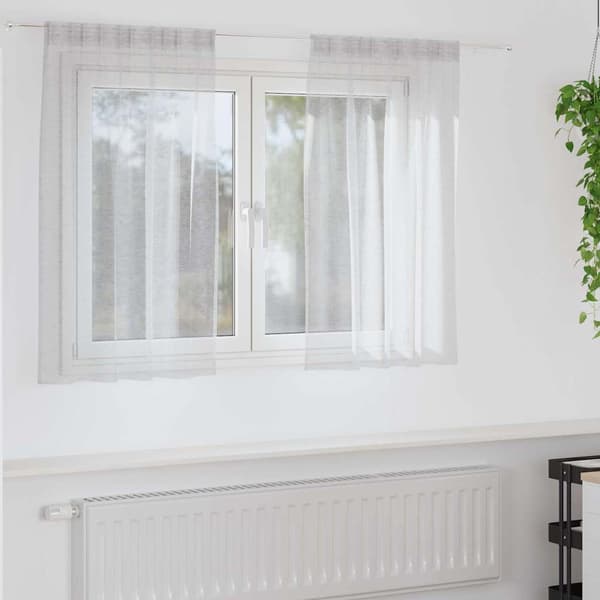 vidaXL Voile Gardin med gardiner 2 pcs Ljusgrå 140 x 140 cm Polyester
