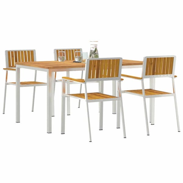 vidaXL Utendørs spisestue sett 5 pcs Brun Solid akasietre