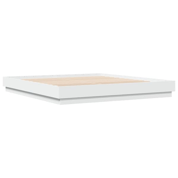 vidaXL Sengeramme med LED-lys hvit 200x200 cm