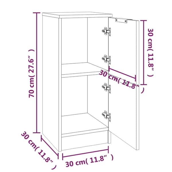 vidaXL Skjenker 2 stk røkt eik 30x30x70 cm konstruert tre