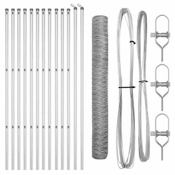 vidaXL Gjerdepåle sølv 25 x 1 m (36 mm mesh) Stål