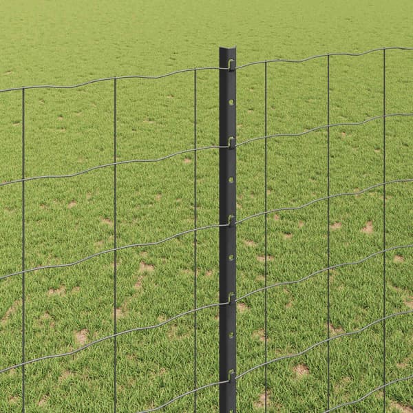 vidaXL Gjerde med stolpe Grå 1,5 x 10 m Stål