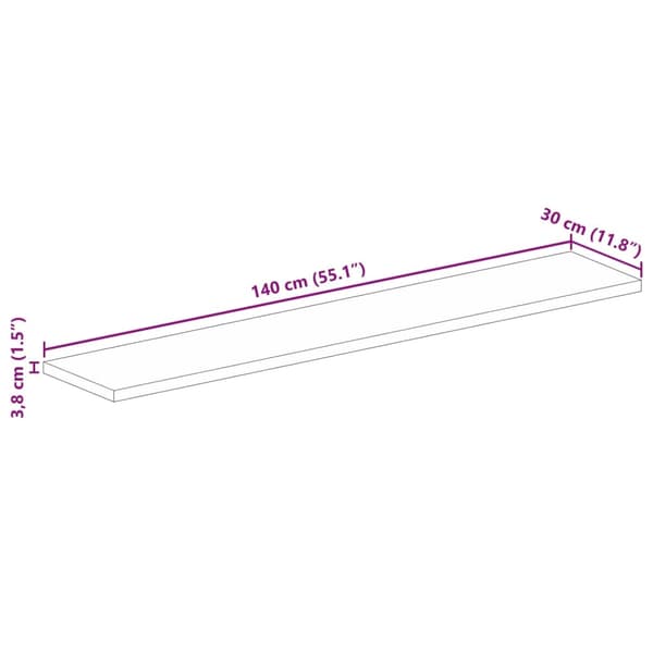 vidaXL Bordplate 140x30x3,8 cm rektangulær gjenvunnet heltre
