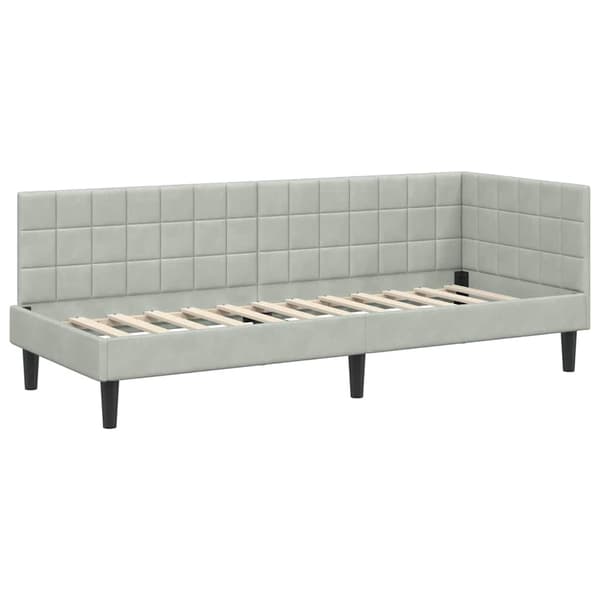 vidaXL Hörnssängram Ljusgrå 80 x 200 cm Sammet