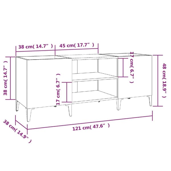 vidaXL Stereobänk vit 121x38x48 cm konstruerat trä