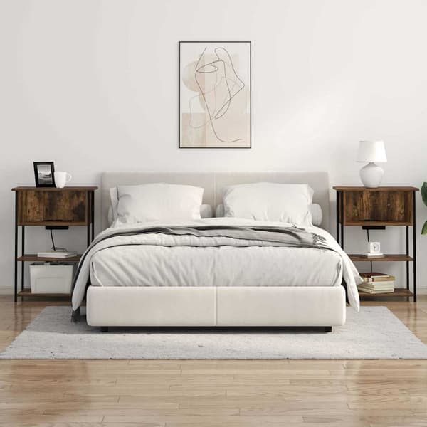 vidaXL Nattbordskap Røkt eik 55 x 31 x 76 cm Konstruert tre