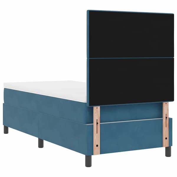 vidaXL Box Spring Säng med Madrass & LED Mörkblå 80x200 cm Sammet