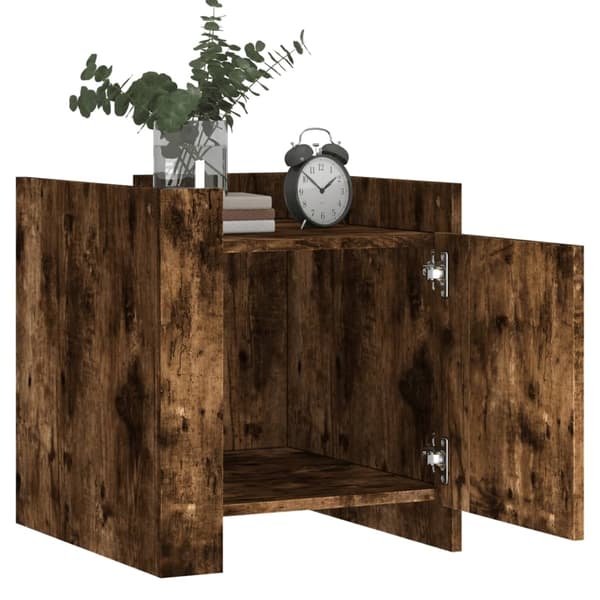 vidaXL Nattbord røkt eik 45x50x50 cm konstruert tre