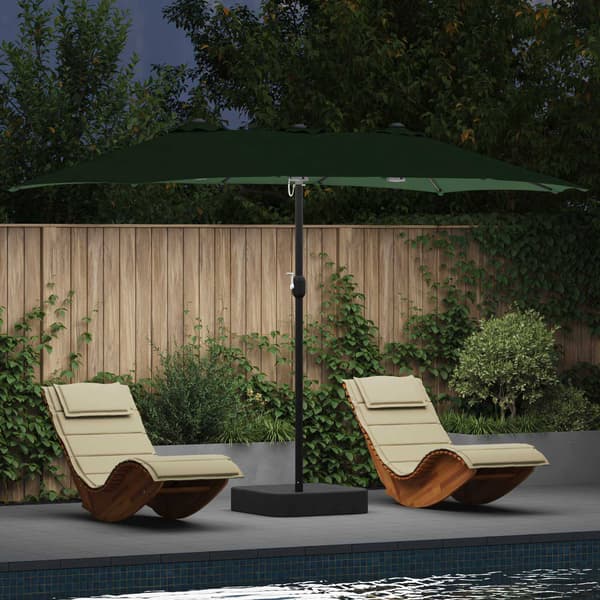 vidaXL Trädgårdsparasol Grön 385 x 209 x 244 cm Polyester