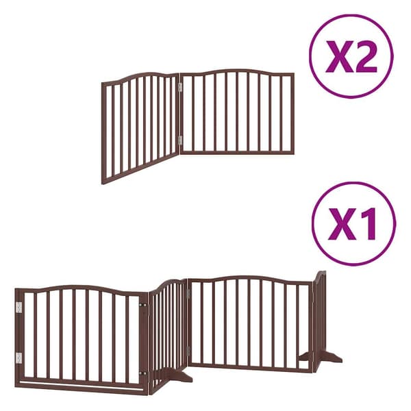 vidaXL Hundgrind med dörr vikbar 8 paneler brun 640 cm poppel