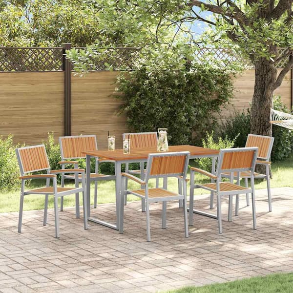 vidaXL Hage Spisegruppe 7 pcs Grå Solid akasietre