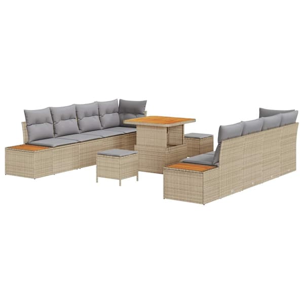 vidaXL Trädgårdsoffset 11 pcs Beige konstrotting
