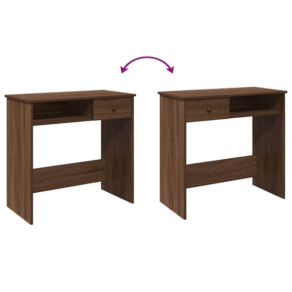 vidaXL Skrivebord brun eik 80x40x75 cm konstruert tre
