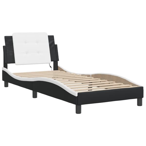 vidaXL Bed Frame with LED without Mattress "Zadar" Black and White 90x200 cm