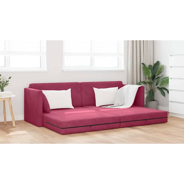 vidaXL Golvbäddsoffa Vinröd 213 x 70 x 77 cm Sammet