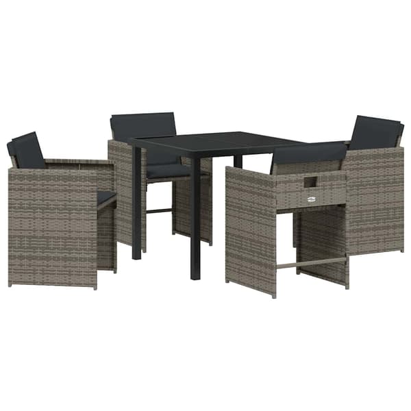 vidaXL Hage Spisegruppe 5 pcs Grå polyrotting