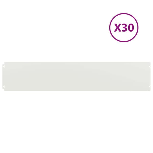 vidaXL Gjerdekant 30 stk. 20 x 103 cm Stål Hvit