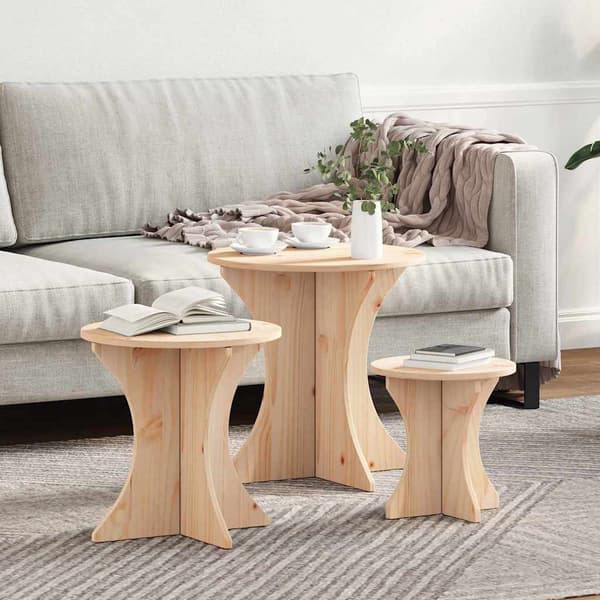 vidaXL Kaffebord 3 pcs Naturlig