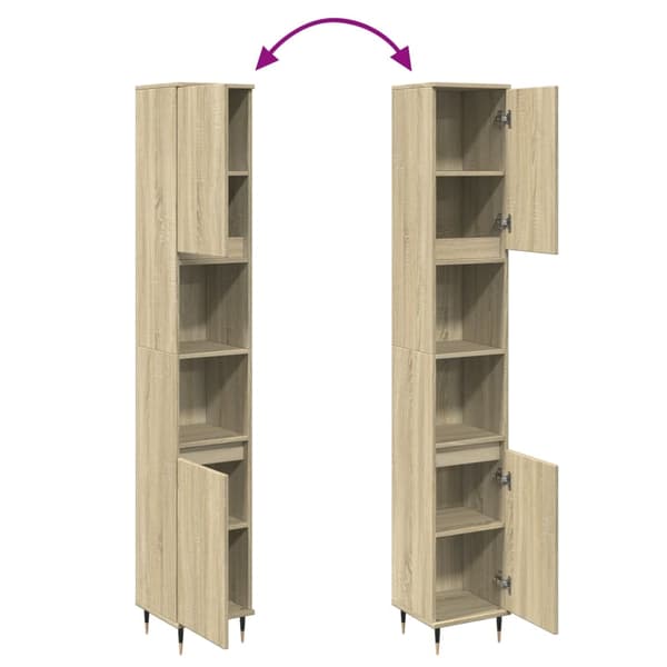 vidaXL Baderomsskap sonoma eik 30x30x190 cm konstruert tre