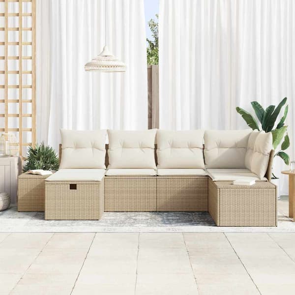 vidaXL Soffset med kudde 6 pcs konstrotting