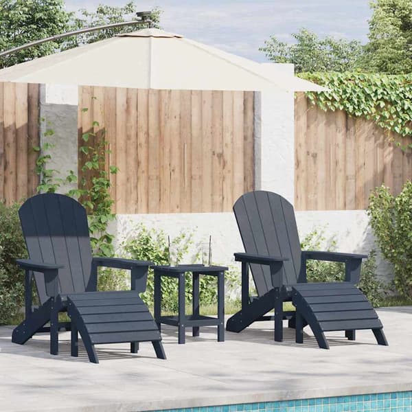 vidaXL Hage Stol 3 pcs Havblå Polyethylen