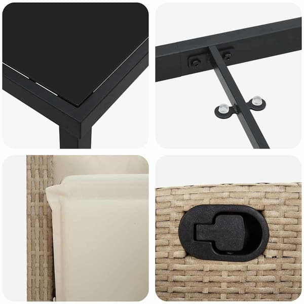 vidaXL Trädgårdsmöbelset med kudde 5 pcs Beige konstrotting