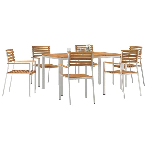 vidaXL Hage Spisegruppe 7 pcs Brun Solid akasietre