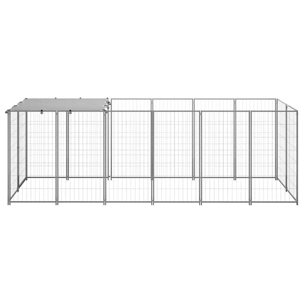 vidaXL Hundgård silver 330x110x110 cm stål