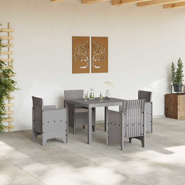 vidaXL Trädgårdsmöbelset 5 pcs Ljusgrå Polypropylen
