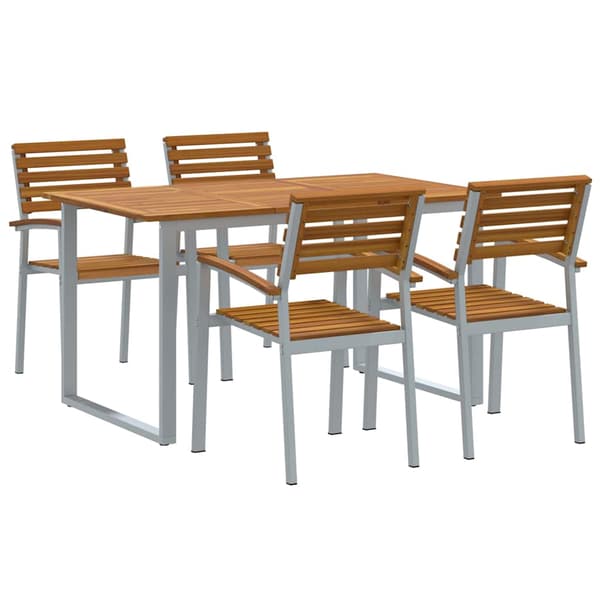 vidaXL Hage Spisegruppe 5 pcs Grå Solid akasietre