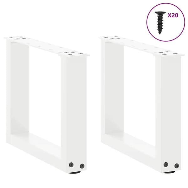 vidaXL Soffbordsben U-formade 2 st vit 40x(30-31) cm stål