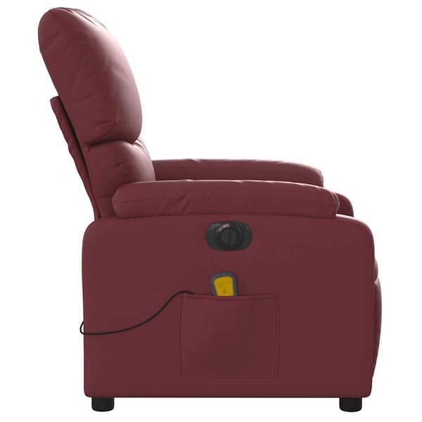 vidaXL Elektrisk massagefåtölj vinröd konstläder