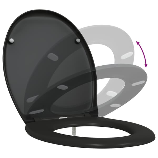 vidaXL Svart Plast Standard Toalettsits Oval Modern