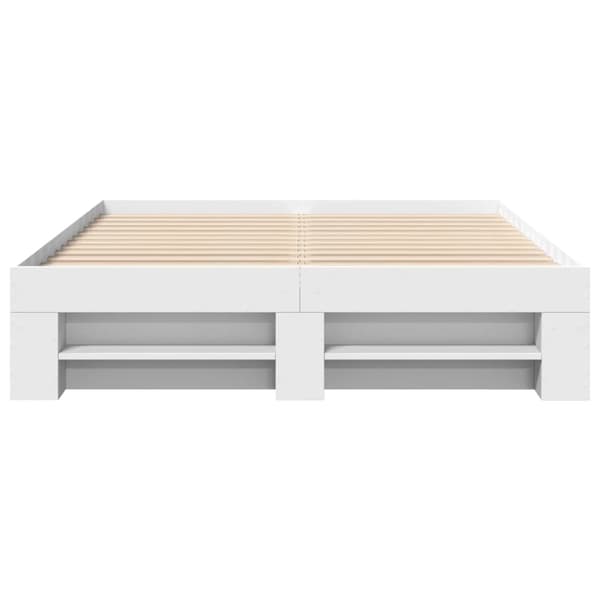 vidaXL Sängram vit 135x190 cm konstruerat trä