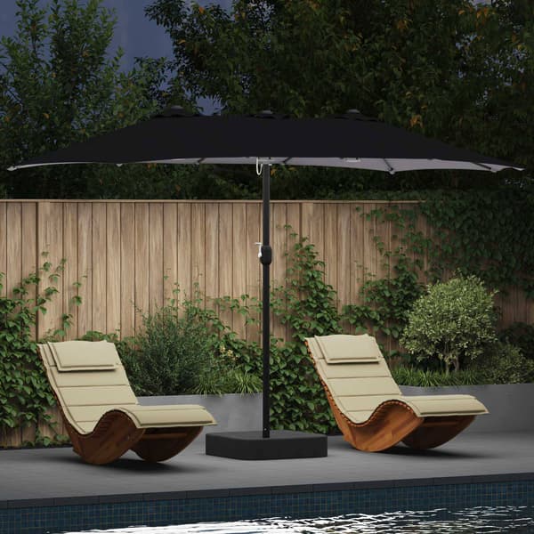 vidaXL Hageparasol Svart 385 x 209 x 244 cm Polyester