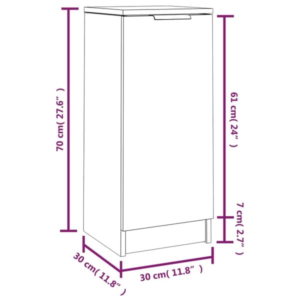 vidaXL Skjenk røkt eik 30x30x70 cm konstruert tre