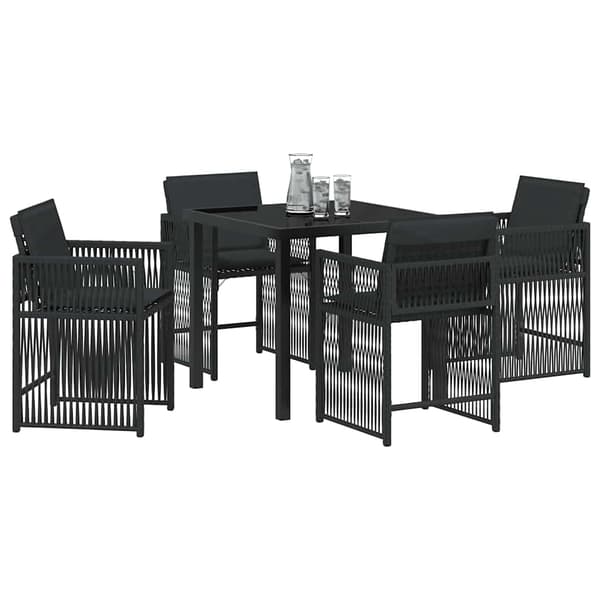 vidaXL Hage Spisegruppe 5 pcs Svart polyrotting