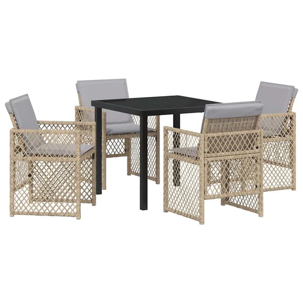 vidaXL Hage Spisegruppe 5 pcs Beige polyrotting