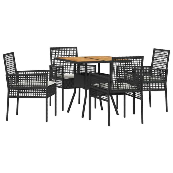 vidaXL Trädgårdsmöbelset 5 pcs Svart konstrotting