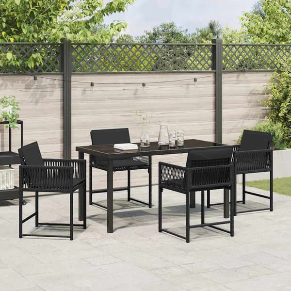 vidaXL Hage Spisegruppe 5 pcs Svart polyrotting