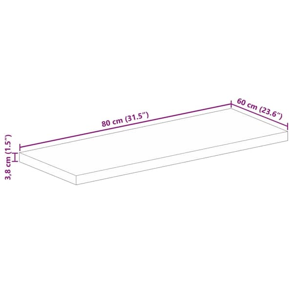 vidaXL Bordplate 80x60x3,8 cm rektangulær gjenvunnet heltre