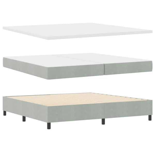 vidaXL Bäddfjäder med madrass Ljusgrå 200 x 200 cm Sammet