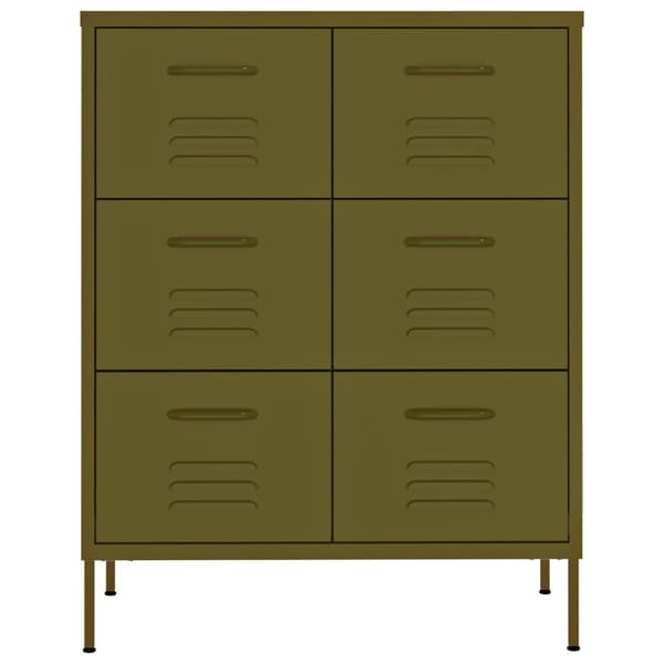 vidaXL Kommode olivengrønn 80x35x101,5 cm stål