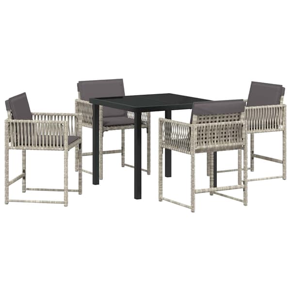 vidaXL Hage Spisegruppe 5 pcs Lysegrå polyrotting
