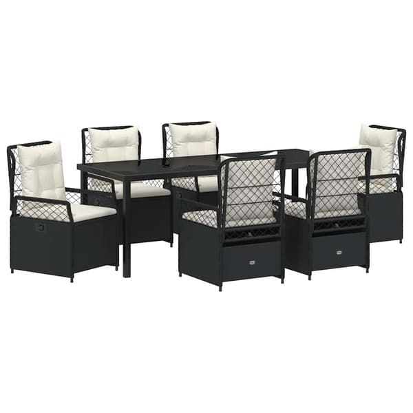 vidaXL Trädgårdsmöbelset 7 pcs Svart konstrotting